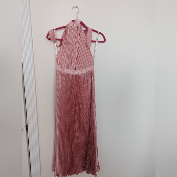 renaissance split midi dress in light pink L'IDEE Cinema Gown in Pink